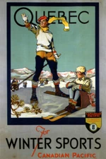 Canadian Pacific Quebec for Winter Sports Skiing Vintage Travel Poster 12x18