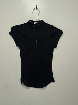 NEW ONER ACTIVE MELLOW RIB MOCK NECK T-SHIRT SIZE XS BLACK
