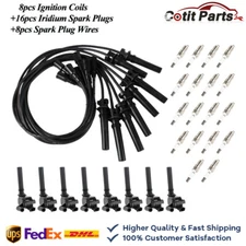 8x Ignition Coil UF378 +16x Spark Plug & Wires For Dodge Ram 1500 2500 3500 5.7L
