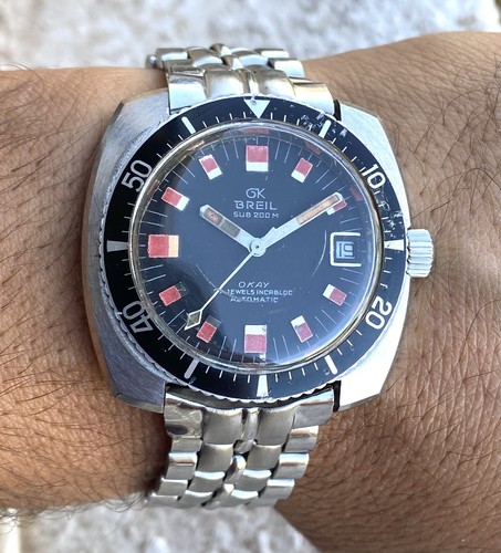 Breil Okay SUB 200M Skin Diver Watch Automatic 25 Jewels Swiss Ok Black 40mm - Picture 1 of 12