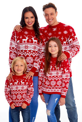 Mens Womens Kids Family Christmas Jumper Unisex Ladies Xmas Knit Sweater  Novelty UK