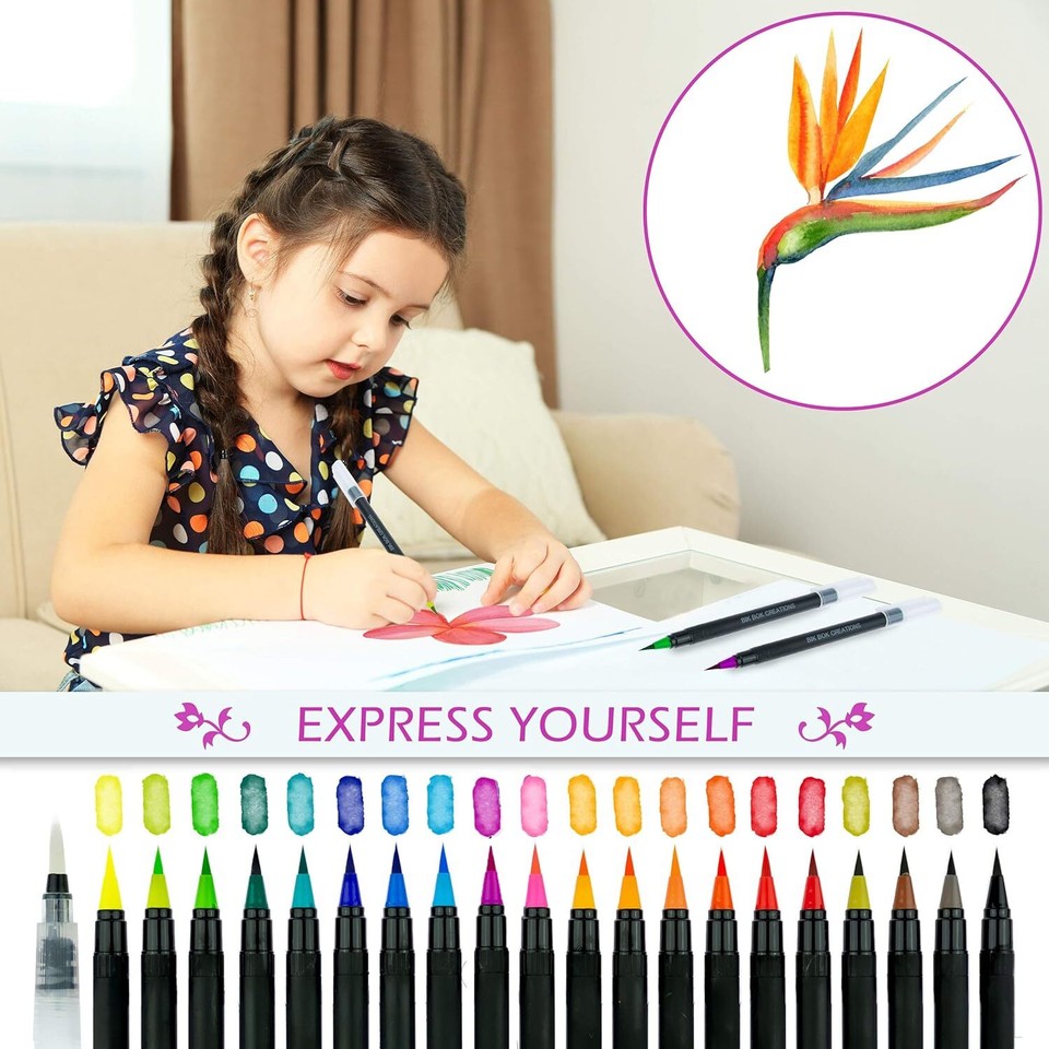 Bik bok creations 20 Watercolor Brush Pens Versatile WaterBased Ink
