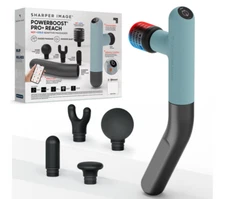 Sharper Image Powerboost Pro+ Reach Percussion Massager with 5 Attachments Teal