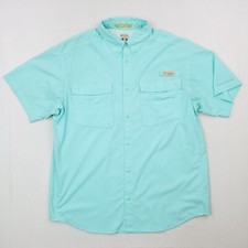 Columbia Shirt Mens Large Green Mint PFG Blood N Guts Performance Vented Caped