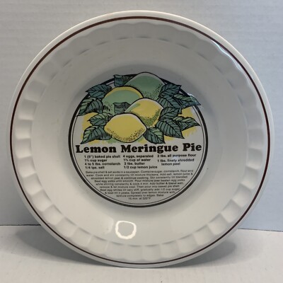 Sunstone Sunnycraft Lemon Meringue Pie Recipe Baking Dish 10 3/4''