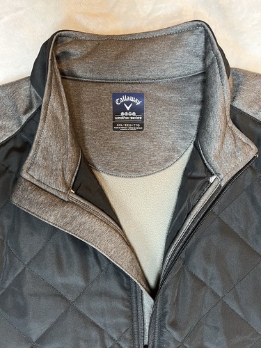 CALLAWAY Weather Series Jacket Full Zip Quilted Front Mens 2XL Black Grey - Picture 2 of 16
