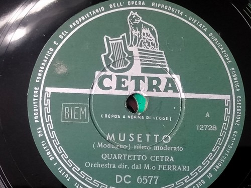 78 giri-QUARETTO CETRA" MUSETTO - APRITE LE FINESTRA" CETRA DC 6577 - 1956 - EX - Picture 2 of 2