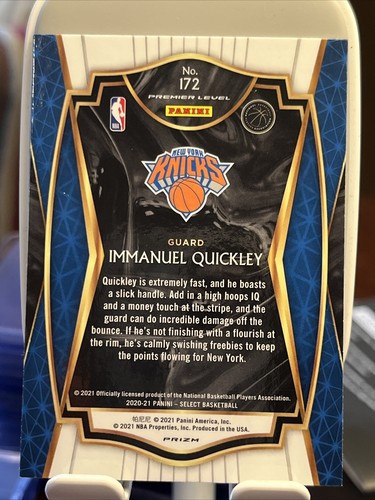 IMMANUEL QUICKLEY Select Premier Level Red White Orange Shimmer Prizm RC SP Mint - Picture 2 of 2