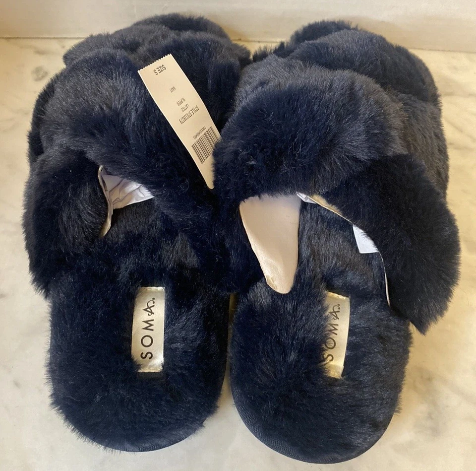 Новый с Ярлыками SOMA решетка тапочки темно-синий крест размер маленький 6-7 новый стиль 570339279 - Изображение 3 из 4