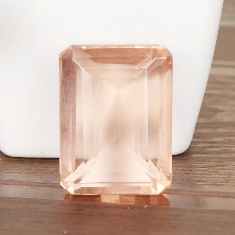 Large Lab-Created Rose Quartz Emerald Cut 75 CT Loose Stone for Engagement Gift - Image 3 of 4