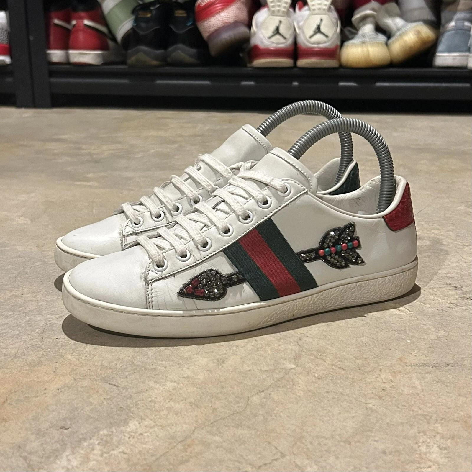 Baskets Gucci Ace brodées flèches Web rayures cuir blanc taille EU 37 454551