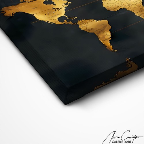 Large World Map Wall Art Print Map of the World Wall Art Canvas Gold Art Print - Picture 8 of 10