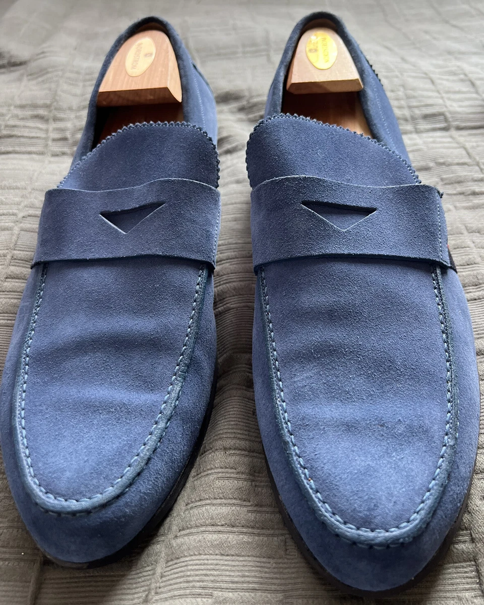 Gucci Mens Blue Suede Driving Penny Loafers Sz 13 w COA