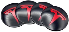 56mm Tesla Wheel Center Cap Decals Emblems Sticker 2.20" RED BLACK 1 Set