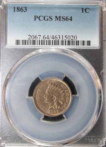 1863 MS64 Indian Cent, PCGS 46315020 - Picture 3 of 4