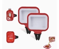 Dip Clip 2pcs In Car Sauce Holder for Ketchup and Dipping sauces (Red & Black)