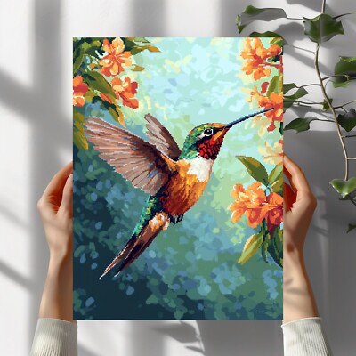 Kolibri Pixel Art Poster Schöne Wanddeko Dekoration