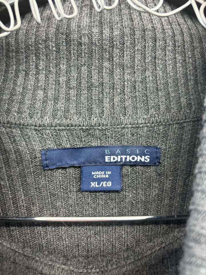 Camisa básica acanalada cuello alto gris Basic Editions talla XL Foto 2 de 4