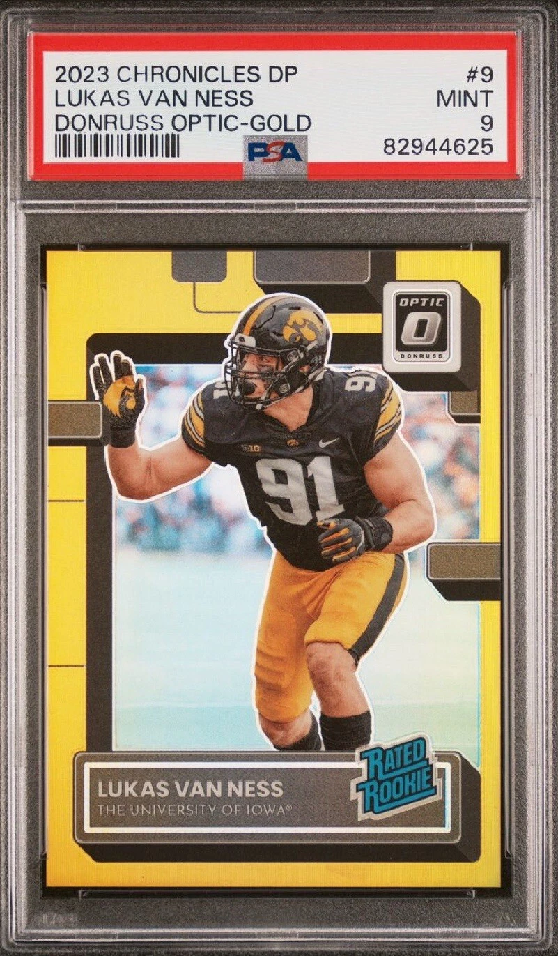 Lukas Van Ness Panini Chronicles Draft Picks Donruss Optic #9 Gold