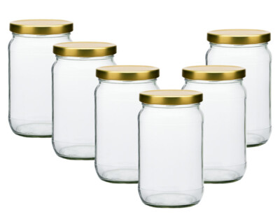 6-32 Stück Set Einmachgläser 720ml mit -Deckel Gold Einmachgläser-Glas Einkochen