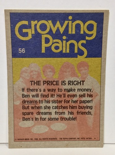 1988 Growing Pains Non-Sport Card #56 PRICE IS RIGHT The Seavers ~ FREE FAST - Picture 2 of 3