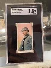1909 SWEET CAPORAL T206 JIMMY SHECKARD NO GLOVE SHOW TOBACCO CARD SGC 1.5 FAIR