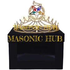 FREEMASON O.E.S GRAND MATRON CROWN IN GOLD TONE  WITH HAND POLISHED O.E.S CROWN