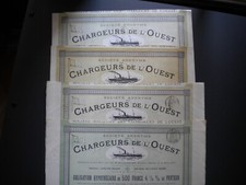 44 - NANTES - CHARGEURS de L OUEST  obligation 500 frs 4,5%- lot de 4 differents