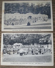 TWIN GROVE PARK Route 443 PINE GROVE PA - Bath House & Kids Pool Old Postcard