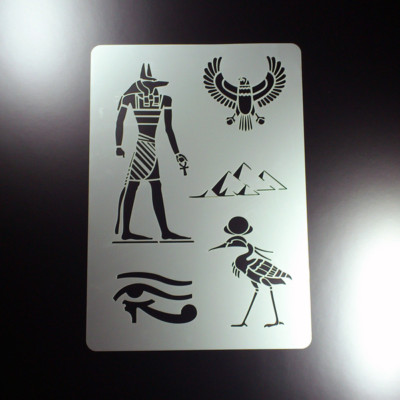 A3 Schablone Ägypten Anubis Geier Udjat Ibis Pyramiden - BA309