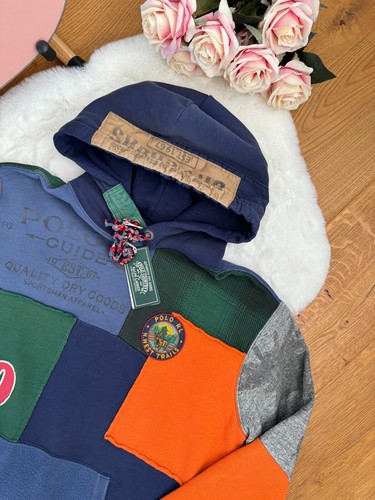 Polo RALPH LAUREN COUNTRY HOODIE Patchwork Vintage Trails Blue Denim size XL - Picture 2 of 22