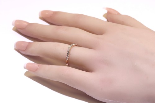 14k Rose Gold .39ct SI1 G contour curved diamond wedding band ring 1.9g SZ 7.25 - Imagen 6 de 8