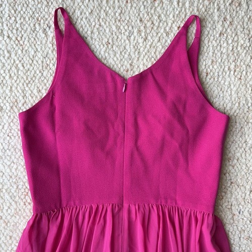 Abito The Population Alicia Chiffon Pizzo Fit & Flare Midi Abito Scuro Fucsia Med - Foto 8 di 12