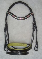 Adams-Tack Trendy look bridle patent English noseband with classy flash all size