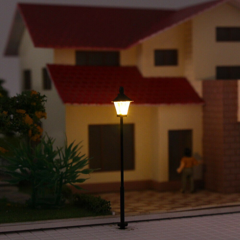 10x Model Railway Led Lamppost Lamps Wall Lights 1:50 O Scale 3V Warm White | Australia - Foto 6