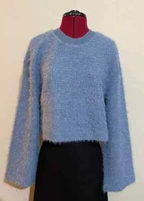 Zara Pastel Blue Fuzzy/knit Sweater Size S REF 1014/848