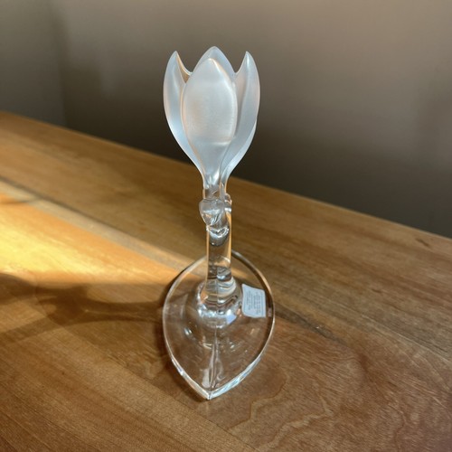 Portacandele vintage Riedel cristallo doppio fiore tulipano bastone 6” vetro smerigliato - Foto 4 di 6