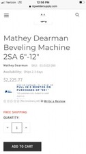 mathey dearman 2sa 6-12" beveling machine. Has only made 35 cuts or so.