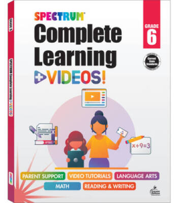 Spectrum Grade 6 Complete Learning  Videos, 6th Grade Workbooks All Subj - GOOD