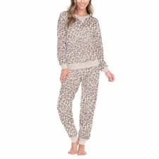 Honeydew Intimates Womens Fleece Lounge Set Natural Leopard Size M NEW WITH TAGS