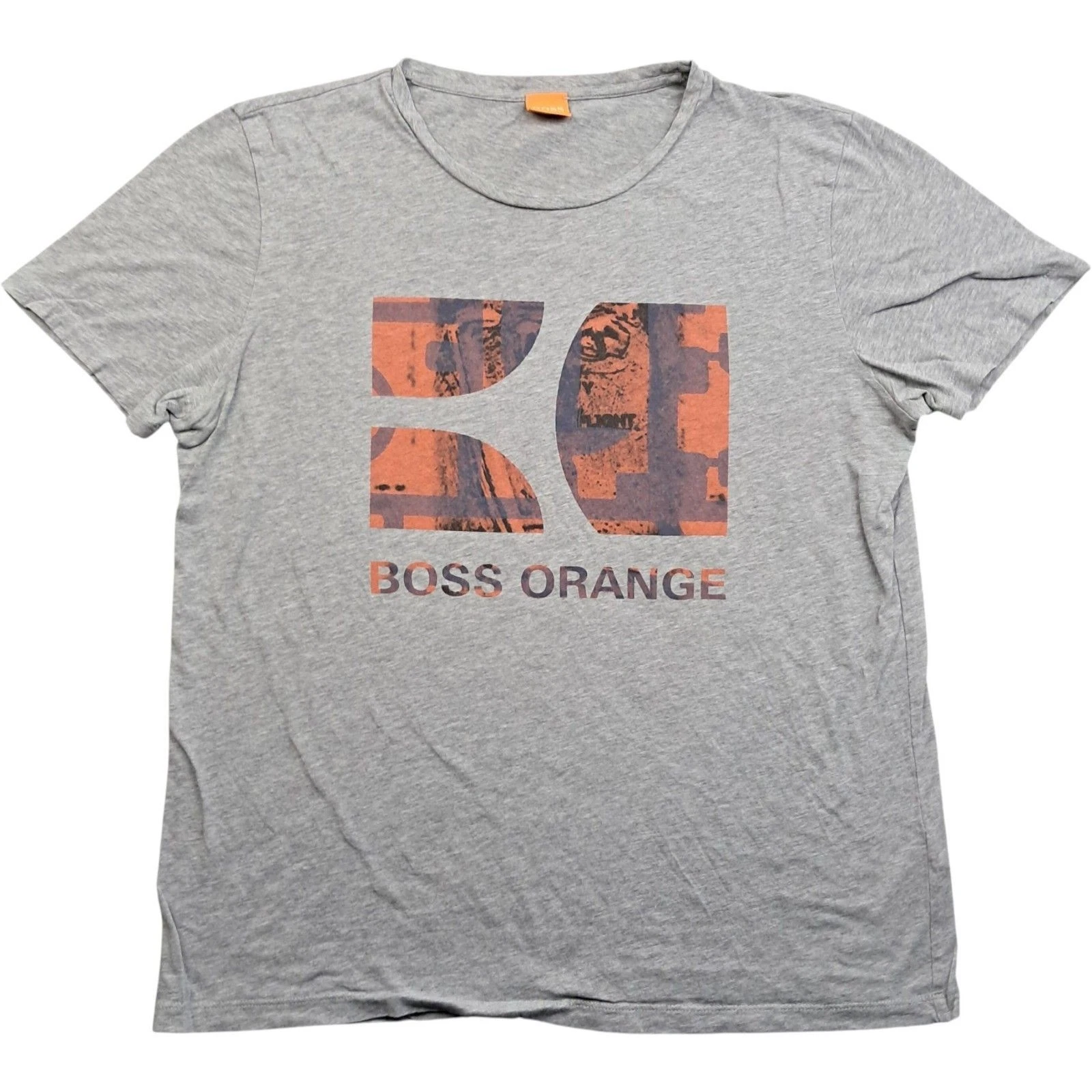 Boss Orange T Shirt Extra Large Men's Grey Cotton Summer Graphic Designer