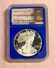 1996 P $1 American Silver Eagle 1oz .999 Silver NGC PF69 Ultra Cameo Blue Core