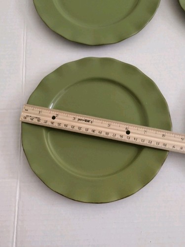 4 Tabletops Gallery Belle Retro Green Salad Luncheon Plates Scalloped Edges 8.5" - Picture 4 of 8