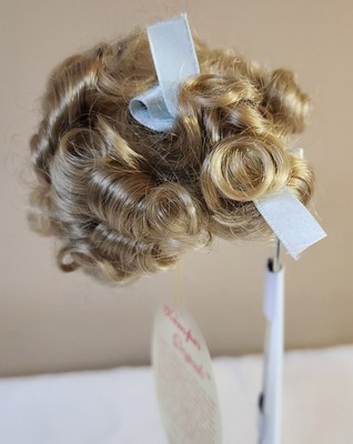 Shirley Temple Wig for Compo Doll Blonde w/ Blue Bow 8''-9'' Ringlets Kemper VTG
