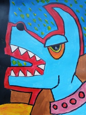 Abstract Expressionism 9 x 12 Blue Barker Colorful  Painting Modern Street Art