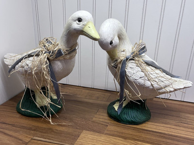 Vintage Geese Figures Blue Ribbon Country Mallard 1985 Formano Bisque Signed