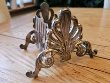 Vintage Silver-Plated Neoclassical Rococo Knife Rest Holder Napkin Holder Patina