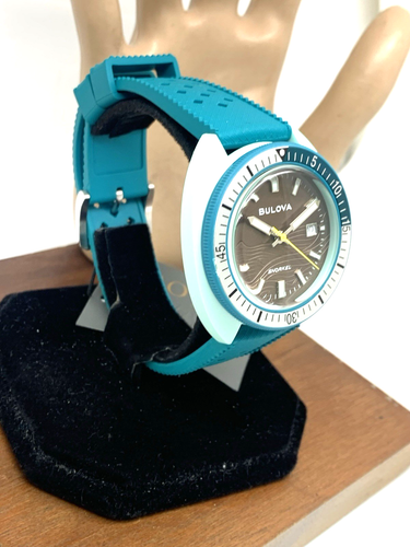 Bulova Men's Watch 98B446 Snorkel Sea Turtle Quartz Brown Dial Turquoise Rubber - Picture 14 of 14