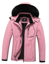  Women's Insulated Snow Ski Jacket Warm Winter Coat Waterproof Small Pink