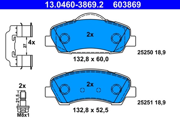 Ate Bremsbelagsatz Scheibenbremse 13.0460-3869.2 FüR 308 Sw Peugeot 2 Thp 110-image